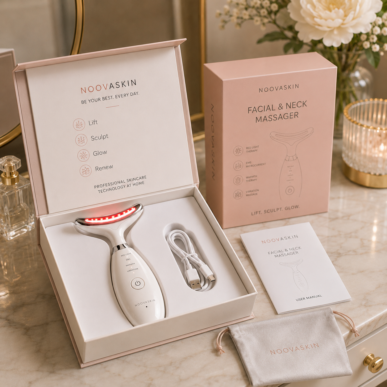 NoovaSkin™ 4-in-1 LED Facial & Neck Massager