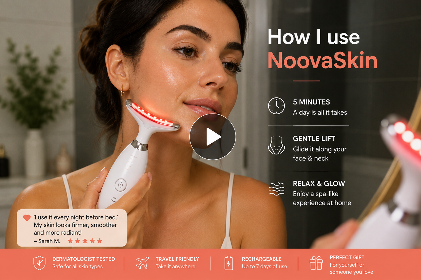 NoovaSkin™ 4-in-1 LED Facial & Neck Massager